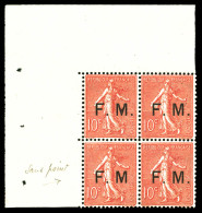 ** N°4a, 10c Rose: Sans Point Après Le M Tenant à Normal En Bloc De 4 Cdf. TTB (certificat)  Qualité: **  Cote: 670 Euro - Military Postage Stamps