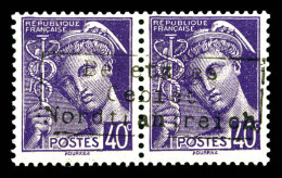 * N°5, Mercure 40c Violet En Paire Surchargée Coudekerque. TTB (signé Brun/certificat)  Qualité: *  Cote: 650 Euros - War Stamps