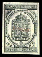 * N°1A, 2c, Essai En Noir Non Dentelé Surchargé 'EPREUVE' En Rouge, , RARE (certificat) (références Maury)  Qualité: *   - Journaux