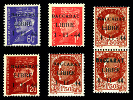 * BACCARAT (Meurthe Et Moselle): N°1, 4, 5, 6, + Paire N°6 Type I Et II Se Tenant, Les 6 Valeurs TB (signés Calves)  Qua - Liberación