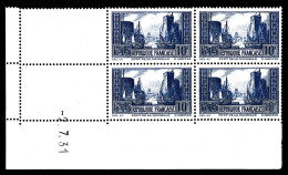 ** N°261, Port De La Rochelle, 10F Bleu En Bloc De Quatre Coin De Feuille Daté Du 2/7/31, TB (certificat)  Qualité: **   - 1930-1939