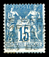 (*) N°17b, 15c Bleu Surchargé Horizontalement 5 Lignes Du 10 Septembre 1893, SUP. R.R. (signé Brun/certificats)  Qualité - 1893-1947