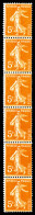 ** N°5, 5c Semeuse, Bande De 6 Verticale. TB  Qualité: **  Cote: 305 Euros - Coil Stamps