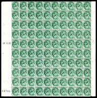 ** N°43, 5c Blanc Type IIB En Feuille Complète De 100 Exemplaires Avec Diverses Variétés Dont Type IIA Et IIB Se Tenant, - Coil Stamps