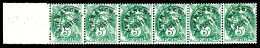 ** N°43, Préo, 5c Blanc, Bande Horizontale De 6 Exemplaires, Bdf. SUP (certificat)  Qualité: **  Cote: 775 Euros - Coil Stamps