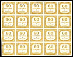 ** N°8, 60c Bistre, BLOC REPORT COMPLET DE 20 TIMBRES Ayant Servi à Constituer Les Feuilles Entières De 300, Fraicheur P - 1859-1959 Neufs