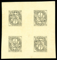 (*) N°107, 1c Gris, épreuve Sur Feuillet Composée De Deux Paires TETE-BECHE Avec Pont. SUP (certificat)  Qualité: (*) - Unused Stamps