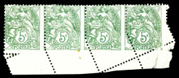 * N°111, 5c Blanc, Piquage Oblique Sur Bande De 4. TTB  Qualité: * - Unused Stamps