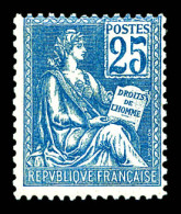 ** N°114c, 25c Mouchon, Impression Recto-verso. TTB (certificat)  Qualité: **  Cote: 500 Euros - Unused Stamps