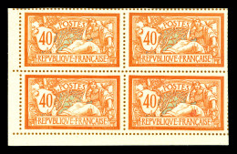 (*) N°119, 40c Merson, Tirage Sur Bristol Dentelure Figurée En Bloc De Quatre Cdf. TTB (certificat)  Qualité: (*)  Cote: - Unused Stamps