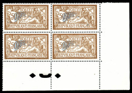 ** N°120b, Merson 50c: Centre Très Déplacé En Bloc De Quatre Coin De Feuille, Pièce Exceptionnelle. SUP. R. (certificat) - Unused Stamps