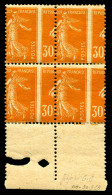 ** N°141f, 30c Orange: Piquage à Cheval Sur Bloc De 4 Bdf (2ex*). TTB (certificat)  Qualité: **  Cote: 500 Euros - Unused Stamps