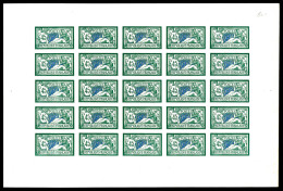 (*) N°143, 45c Vert Et Bleu: Impression De Luxe Sur Bristol En Feuille Complète De 25 Exemplaires, SUP. R.R.R (certifica - Unused Stamps