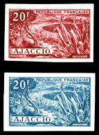 ** N°981A, (N°Maury), Non émis, Ajaccio Non Dentelé: 2 Exemplaires Rouge-brun Et Bleu Vert, TTB (certificat)  Qualité: * - Pruebas De Colores 1945-…