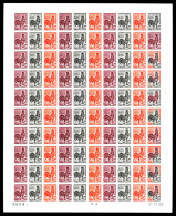 ** N°1331A, 0.30 Coq De Decaris, Feuille Complète De 100 Exemplaires Dont 8 Multicolores Avec Annotations De Couleurs, D - Kleurproeven 1945-…