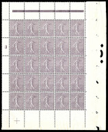 ** N°133, Semeuse 30c Lilas: Panneau De 25 Exemplaires Millésime '3' Avec Croix De Repère Et Perforation De Contrôle, TR - Full Sheets