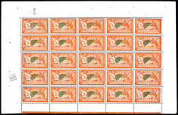 ** N°145, 2F Orange Et Vert-bleu, PANNEAU DE 25 EXEMPLAIRES, TRES BON CENTRAGE, SUPERBE (certificat)  Qualité: **  Cote: - Full Sheets