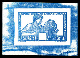 (*) N°212, Art Deco: épreuve D'état En Bleu Sans Le Fond Et La Valeur. TTB. R.R. (certificat)  Qualité: (*) - Artist Proofs