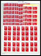 ** LOT DE FACIALE: CARNETS TVP ROUGE 20g Autocollants, 250 Exemplaires. TTB  Qualité: ** - Collections