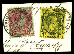 O N°9/10, Charles III: 1f Noir Sur Jaune Et 5f Carmin Sur Vert Obl Càd Du 24 Juin 1886 Sur Leur Support. SUP. R.R. (sign - Used Stamps