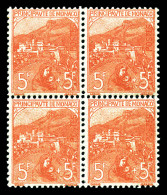 ** N°33, Orphelins, 5F +5F Rose Sur Verdâtre En Bloc De Quatre Très Bon Centrage, Fraîcheur Postale, SUPERBE (certificat - Neufs