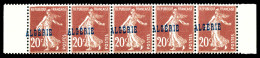 ** N°13c, 20c Semeuse: Surcharge à Cheval Sur Bande De 5 Bdf. TB  Qualité: **  Cote: 300 Euros - Unused Stamps