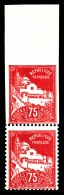 ** N°49aa, 75c Rose: Non Dentelé Tenant à Normal En Paire Haut De Feuille. SUP. R. (signé Brun/Certificat)  Qualité: **  - Unused Stamps