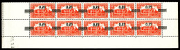 ** N°148a, 25c Sur 50c Rouge: Double Surcharge Sur Bloc De 10 Exemplaires Bas De Feuille Daté. SUP (certificat)  Qualité - Unused Stamps