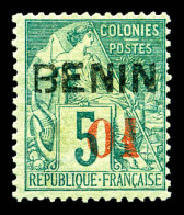 * N°14, 01 Sur 5c Vert. TTB (certificat)  Qualité: *  Cote: 400 Euros - Used Stamps