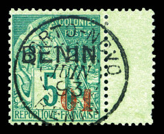 O N°14, 01 Sur 5c Vert, Bdf Avec Càd Central. SUP (certificat)  Qualité: Oblitéré  Cote: 350 Euros - Used Stamps