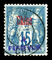 O N°8a, 15c Bleu Surcharge Violette Obl Càd, Très Bon Centrage. SUP. R. (signé Brun/certificat)  Qualité: Oblitéré  Cote - Portomarken