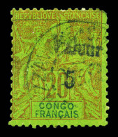 O N°25, 5c Sur 20c Brique Sur Vert (dent Courte Dans Un Angle), Obl Càd 'Brazzaville' Le 12 Juillet 1900. TB. R.R.R. (si - Used Stamps