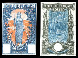 (*) Av Des Cocotiers Et Femme Bakalois: 2 épreuves Non Dentelées Sans Valeurs, Grand Format Non Adopté. TTB  Qualité: (* - Unused Stamps