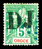 O N°1a, 5c Vert: Sans Barres Sur OBOCK. SUP. R. (signé Brun/certificat)  Qualité: Oblitéré  Cote: 1000 Euros - Unused Stamps