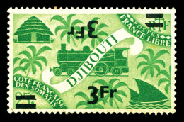 ** N°259c, 3F Sur 25c Vert-jaune, Variété Surcharge Doublée Dont Une Renversée, SUP. R. (signé Brun/certificat)  Qualité - Unused Stamps