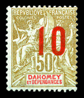 * N°41, 10 Sur 50c Bistre Et Bleu, Tirage 450 Ex. SUP. R. (signé Margues/certificat)  Qualité: *  Cote: 1350 Euros - Unused Stamps