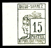 ** N°8, 15c Gris-noir, Bord De Feuille, Fraîcheur Postale, SUP (certificat)  Qualité: **  Cote: 600 Euros - Unused Stamps