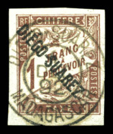 O Taxe N°13, 1F Marron, Grandes Marges. SUP. R. (signé Calves/certificat)  Qualité: Oblitéré  Cote: 1900 Euros - Usados