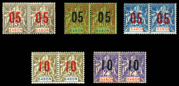 * N°68Aa, N°68Aa, 69Aa, 70Aa, 74Aa, 77Aa, Les 5 Paire Surcharges Espacées Tenant à Normales. TB  Qualité: *  Cote: 254 E - Unused Stamps