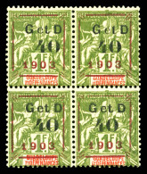 ** N°52H, 40c Sur 1f Olive Type 'ee+m', Bloc De Quatre. SUP (certificat)  Qualité: **  Cote: 960 Euros - Unused Stamps