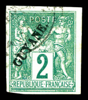 O N°11, 2c Vert Surchargé. SUP. R. (signé Calves/certificat)  Qualité: Oblitéré  Cote: 1200 Euros - Used Stamps