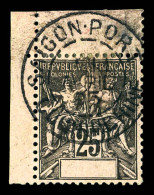 O N°10a, 25c Noir Sur Rose, SANS LEGENDE 'INDO-CHINE' Obl Càd De Saïgon, Coin De Feuille, Très Bon Centrage. Probablemen - Used Stamps