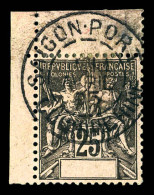 O N°10a, 25c Noir Sur Rose, SANS LEGENDE 'INDO-CHINE' Obl Càd De Saïgon, Coin De Feuille, Très Bon Centrage. Probablemen - Gebraucht