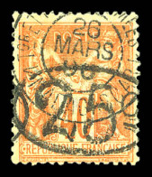 O N°27, 25c Sur 40c Rouge-orange Oblitéré Càd 26 Mars 1900. TTB (signé Brun/certificat)  Qualité: Oblitéré  Cote: 1200 E - Used Stamps