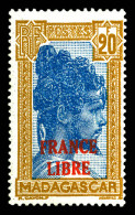 * N°255A, 20F Bistre Et Bleu Surchargé 'FRANCE LIBRE'. TTB (signé Brun/certificat)  Qualité: *  Cote: 1200 Euros - Unused Stamps