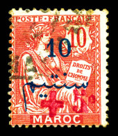 O N°56, +5c Sur 10c, Croix Rouge D'Oujda. SUP. R. (signé Calves/certificat)  Qualité: Oblitéré  Cote: 1800 Euros - Used Stamps