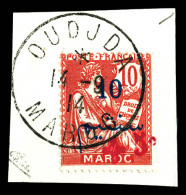 O N°56, +5c Sur 10c, Croix Rouge D'Oujda Sur Son Support. SUP. R. (signé Calves/certificat)  Qualité: Oblitéré  Cote: 18 - Used Stamps