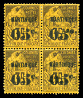 * N°13Ca, 05c Sur 35c Violet-noir Sur Jaune-orange: Chiffre '5' Penché Tenant à Normaux En Bloc De Quatre. TB  Qualité:  - Unused Stamps