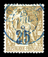 O N°5A, 25 Sur 30c Brun 2ème Tirage (surcharge Outremer) Obl Càd Du 28 Juillet 89, Très Bon Centrage. SUP (signé Calves/ - Used Stamps