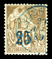 O N°5B, 25 Sur 30c Brun, 3ème Tirage (surcharge Indigo) Obl Càd Du 29.8.89. SUP (signé Brun/certificat)  Qualité: Oblité - Used Stamps